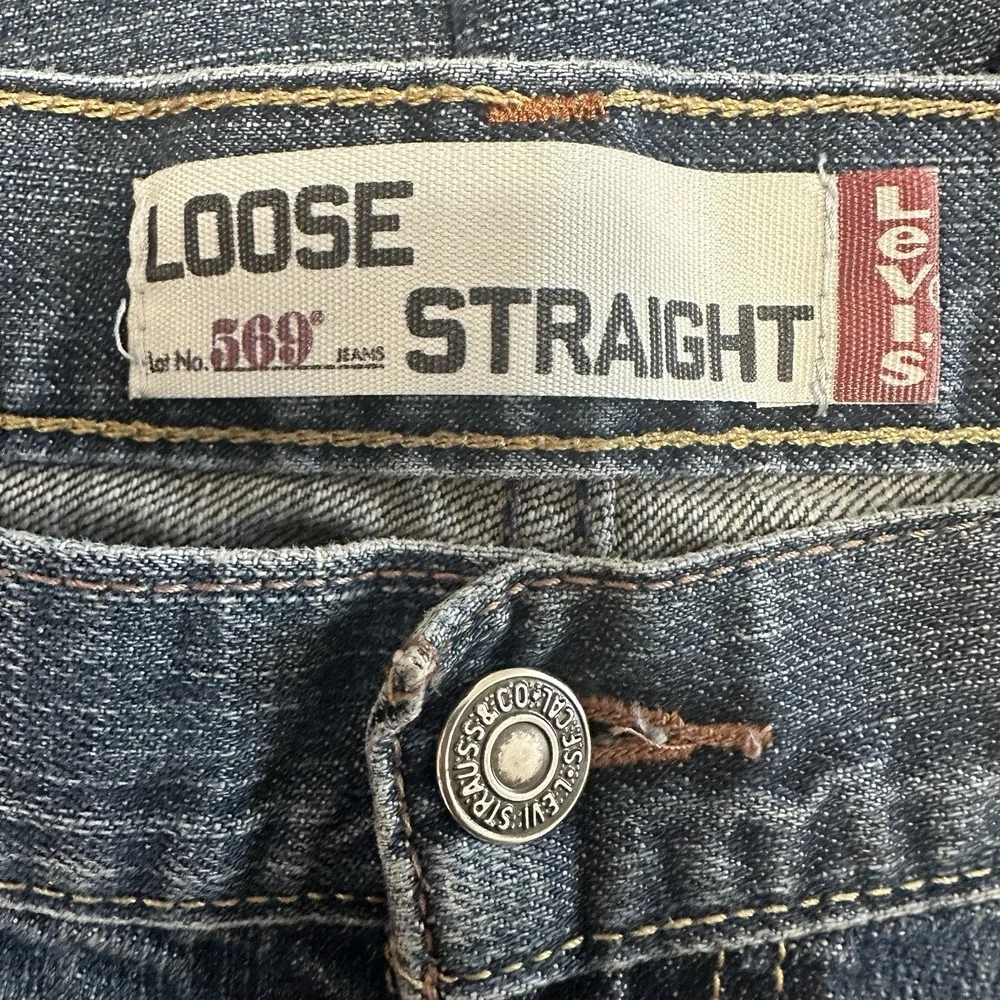 Levis 569 Loose Straight Jeans Mens 36x34 Blue Medium Wash Denim Baggy Y2K 2000s